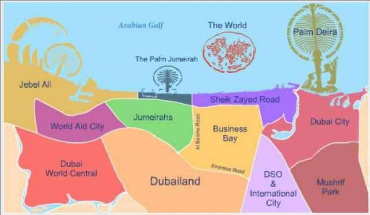 Karte der Stadtteile von Dubai